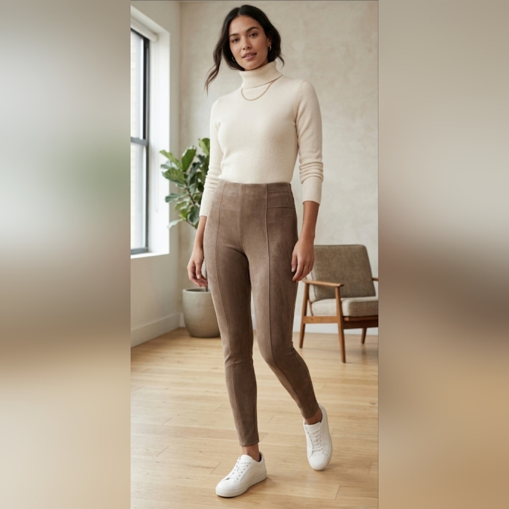🪻SPANX Faux Suede High-Rise Skinny Pants in Taupe Brown🪻size: XS